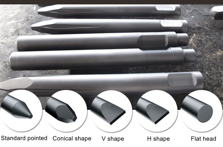 Các bộ phận của máy đào thủy lực đá búa phá vỡ đục đục 68mm thủy lực phá vỡ đục công cụ của loại ốc 135mm 140mm