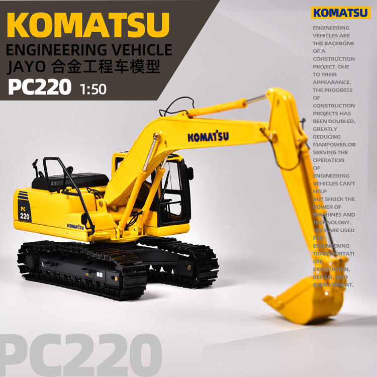 Komatsu PC200 PC220 Máy đào đúc chết Mô hình 1/50 Scale Heavy Equipment Collectible Toy
