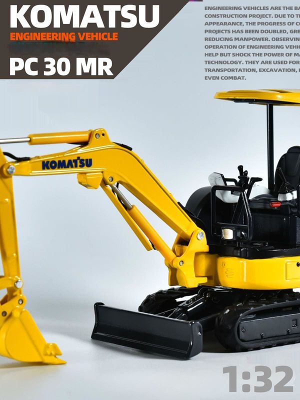 Komatsu PC30MR Mini Excavator 1/32 Scale Die-Cast Metal Model Đồ chơi sưu tập