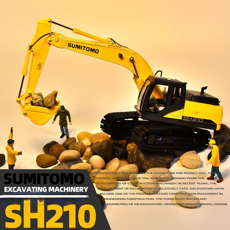 Mô hình thu nhỏ bằng hợp kim đúc SH210-6 Máy xúc đào tỷ lệ 1:50, đồ chơi sưu tầm để trưng bày