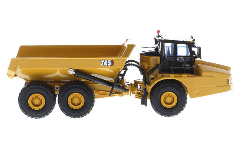 CAT 745 Xe tải đổ rác khớp nối Diecast 1:64 Scale Alloy Model Thiết bị hạng nặng