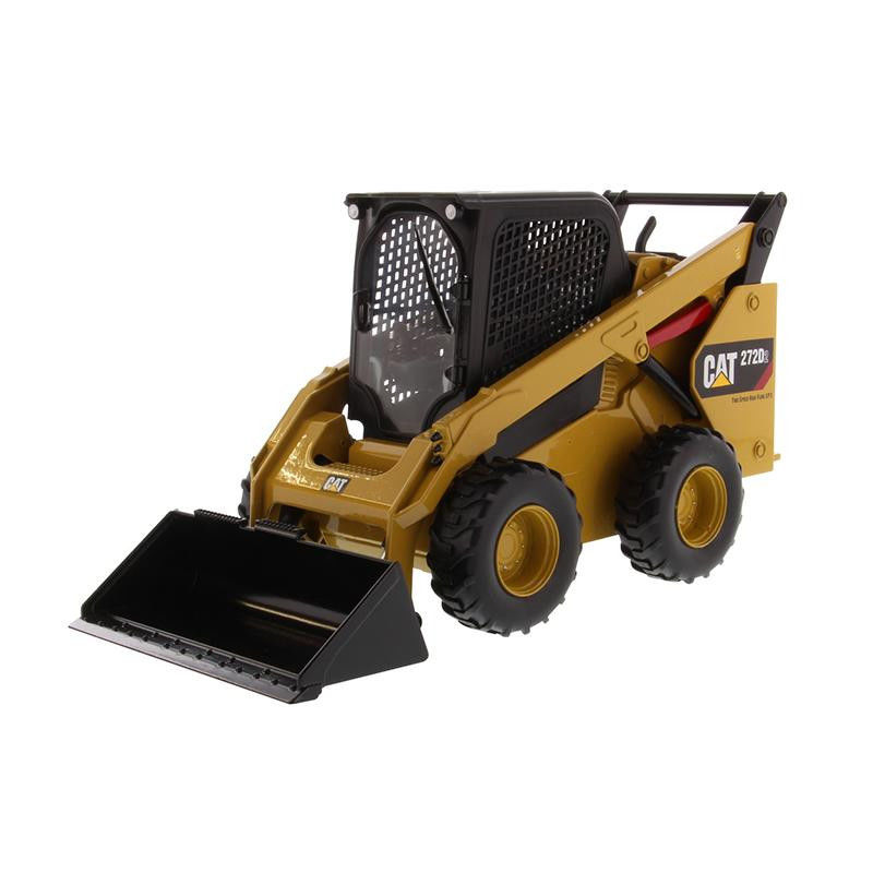 DM cat 272D2 1:16 Scale Alloy Die-Cast Skid Steer Loader Mô hình với con mèo đích thực Màu vàng xe xây dựng sưu tập