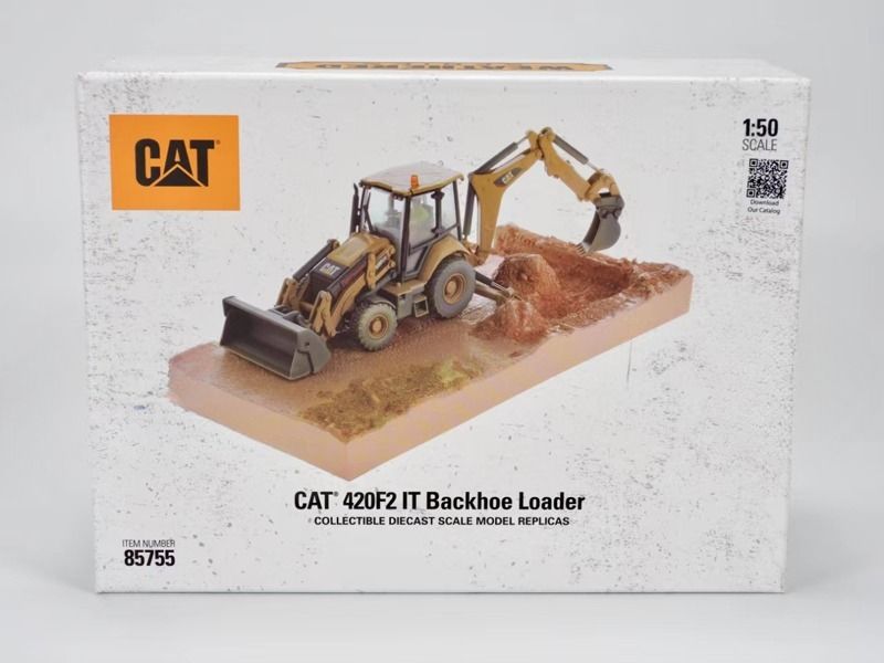 Diecast Masters 420F2IT Skid Steer Loader Backhoe Vàng sơn hoàn thiện Mô hình DM Limited 85755 1/50