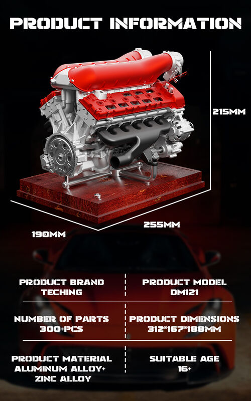 Mô hình động cơ 12 xi-lanh V12, tất cả kim loại lắp ráp và lắp ráp, có thể khởi động động cơ Mini đồ chơi